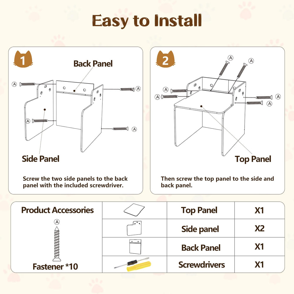 Bartuke cat litter box enclosure assembly with screwdriver promotes easy, tool-assisted setup.