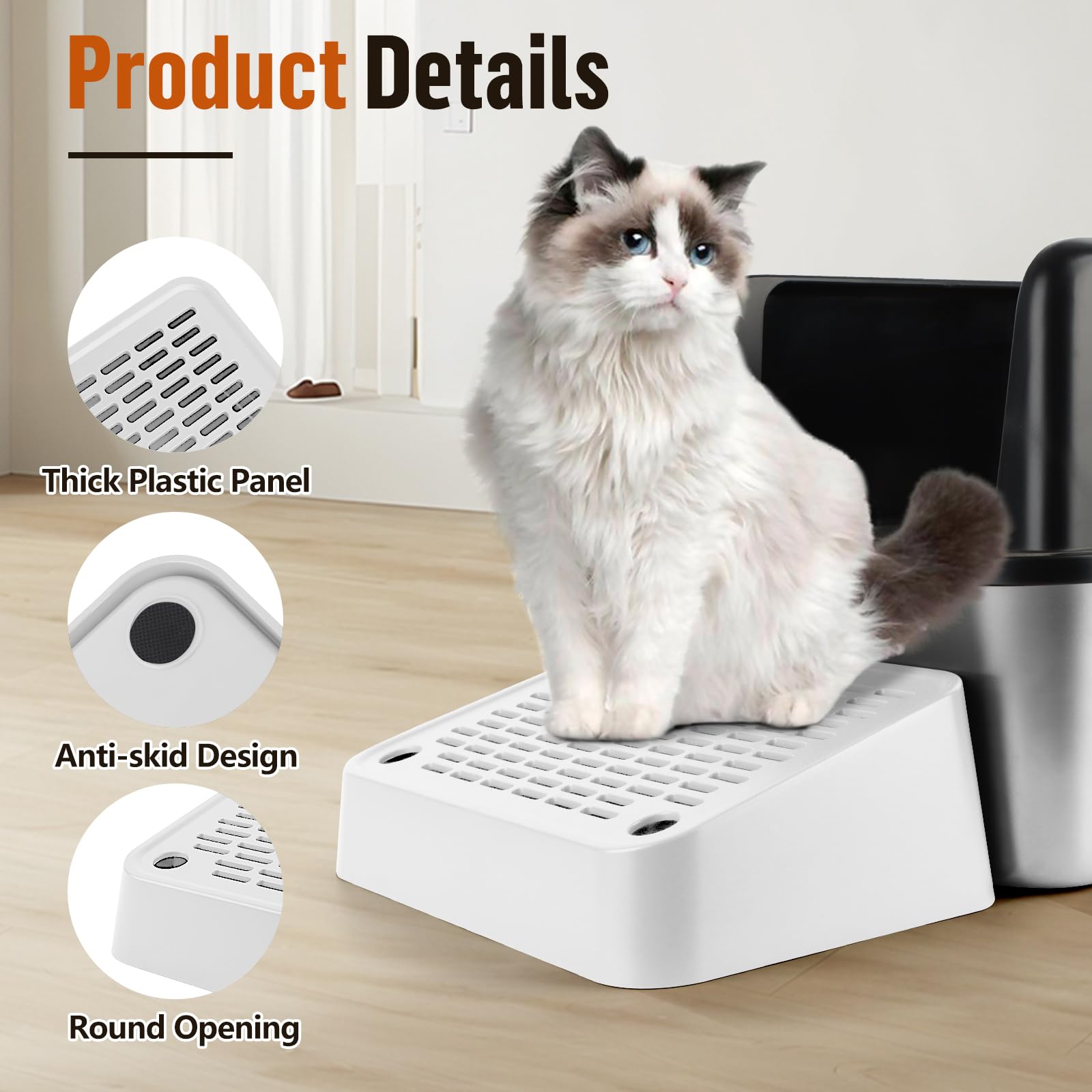 Bartuke cat litter box ramp durable plastic material emphasizes long-lasting use
