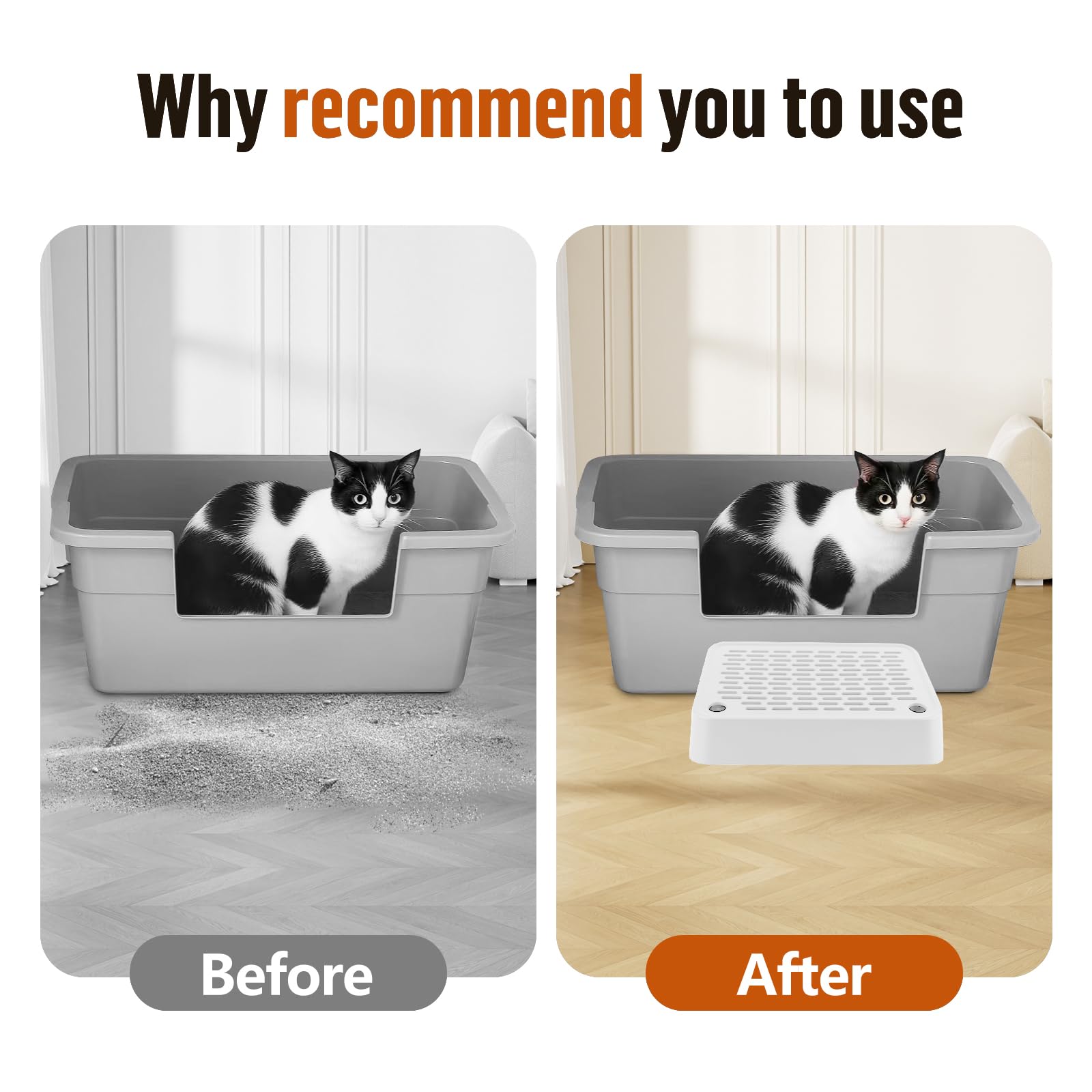 Bartuke cat litter box ramp rounded corners protect paws and furniture