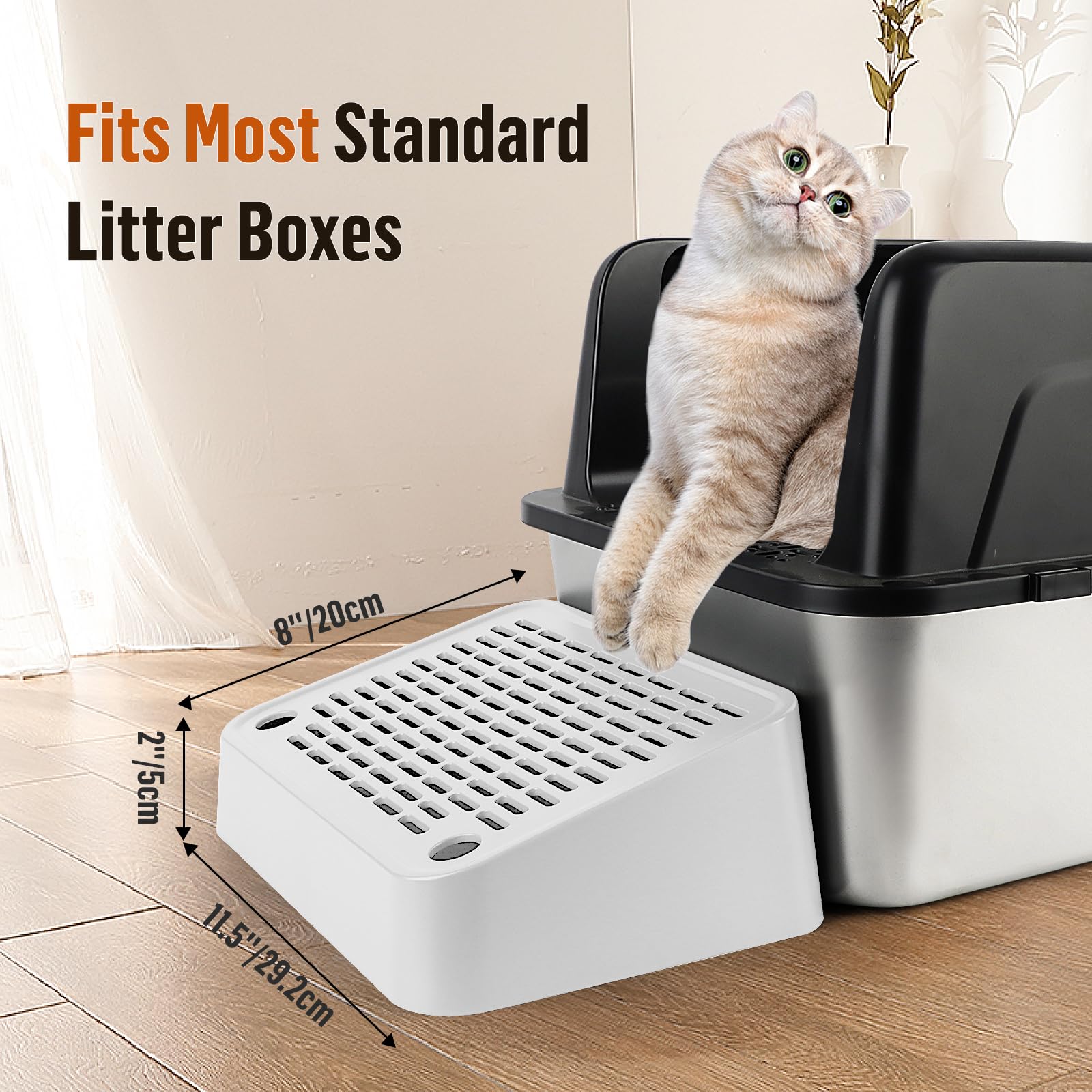 Bartuke cat litter box ramp step mat filter closeup highlights litter-catching design