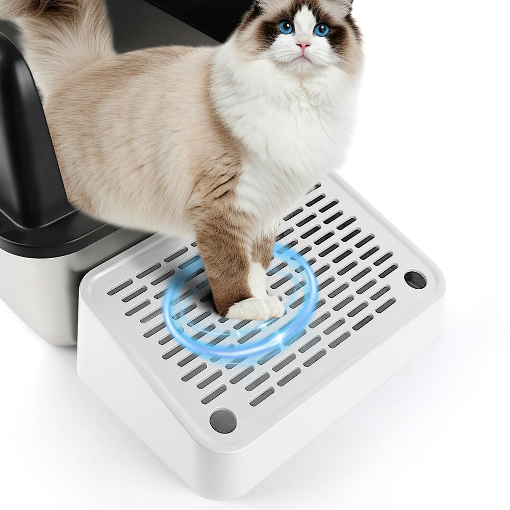 Bartuke cat litter box ramp white side view shows easy entry for kittens