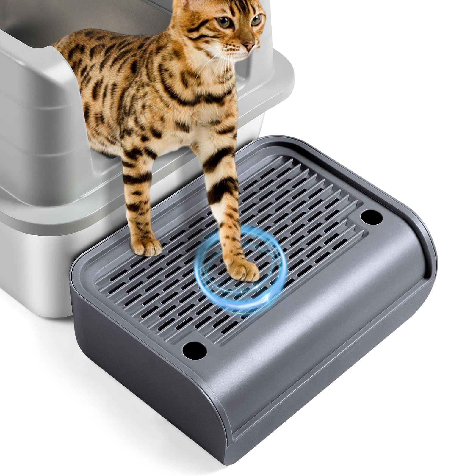 Bartuke cat litter box step front view eases access for kittens and seniors