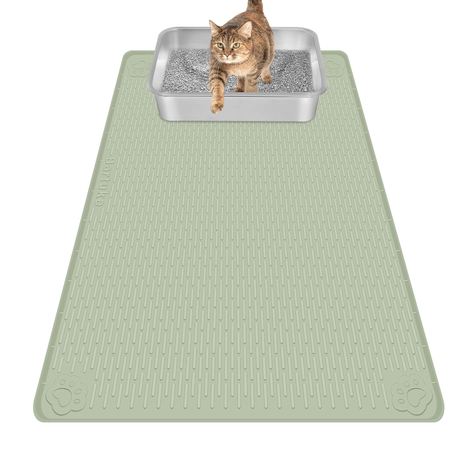 Bartuke cat litter mat 34x22 top view showing broad coverage to reduce scatter.