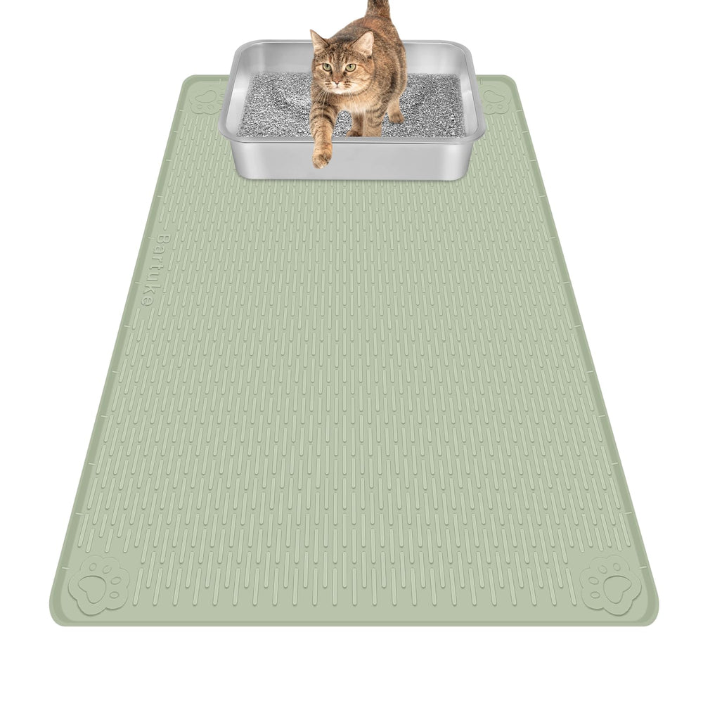 Bartuke cat litter mat 34x22 top view showing broad coverage to reduce scatter.