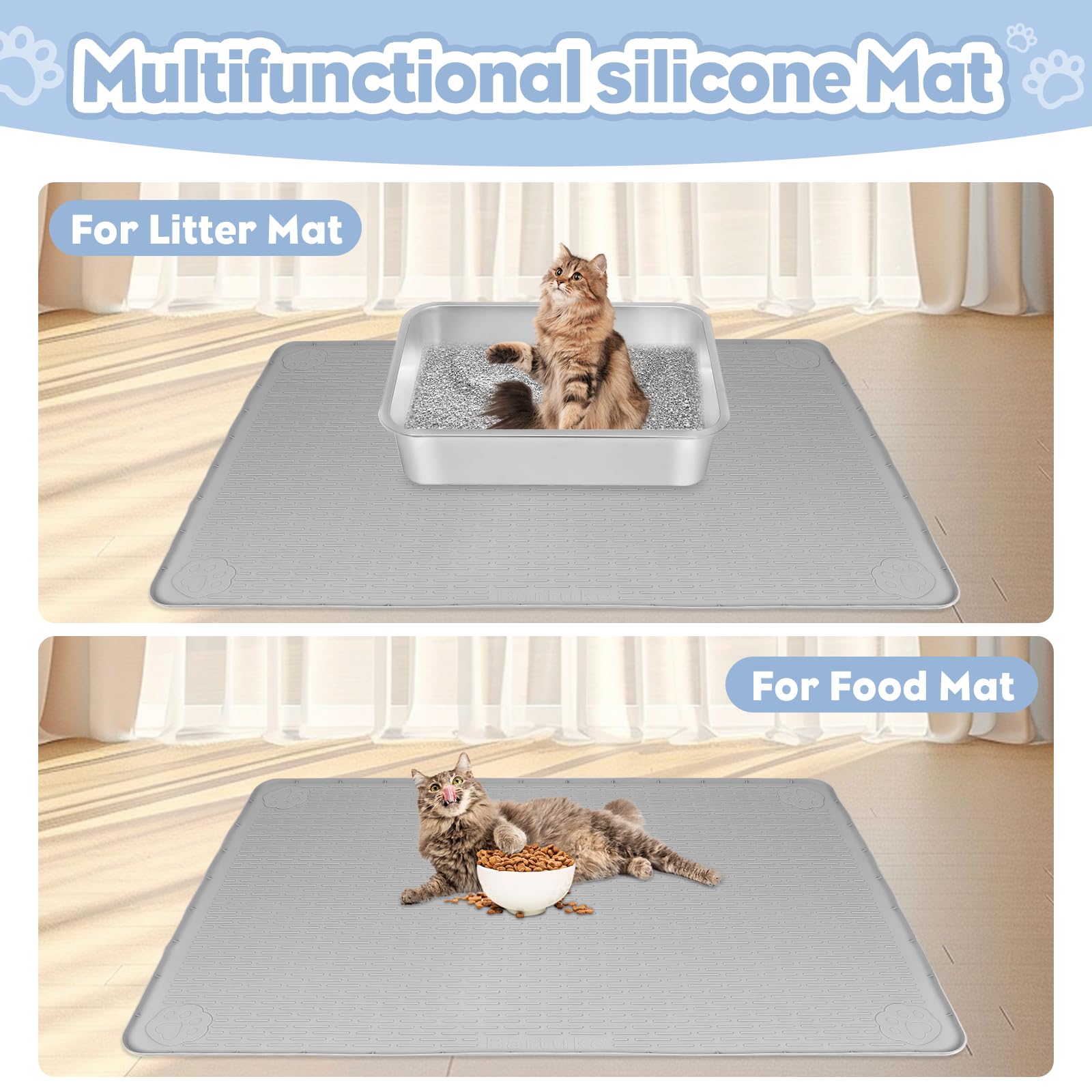 Bartuke cat litter mat durable non-deform silicone for long-lasting use