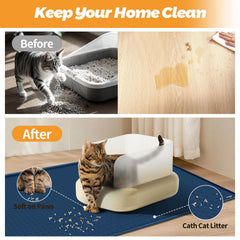 Bartuke cat litter mat easy-clean navy simplifies maintenance with rinse or sweep.