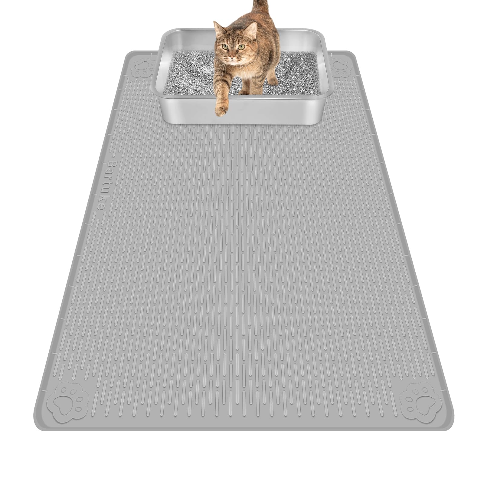 bartuke cat litter mat large 34x22 coverage keeps litter contained around the box.