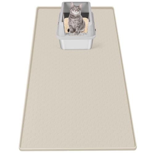 Bartuke cat litter mat large coverage under a litter box protects floors.