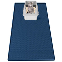 Bartuke cat litter mat large-coverage navy traps litter and protects floors.
