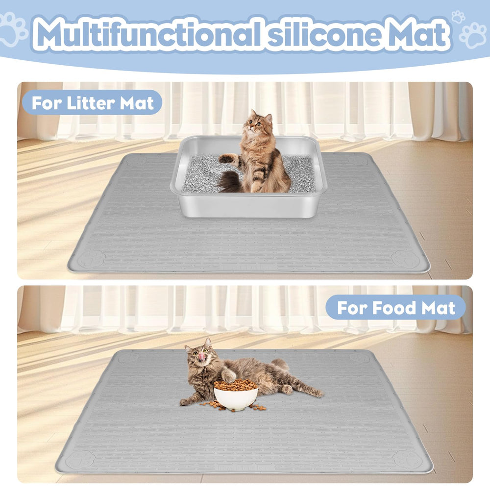bartuke cat litter mat under-bowls catches spills during meals for tidier spaces.