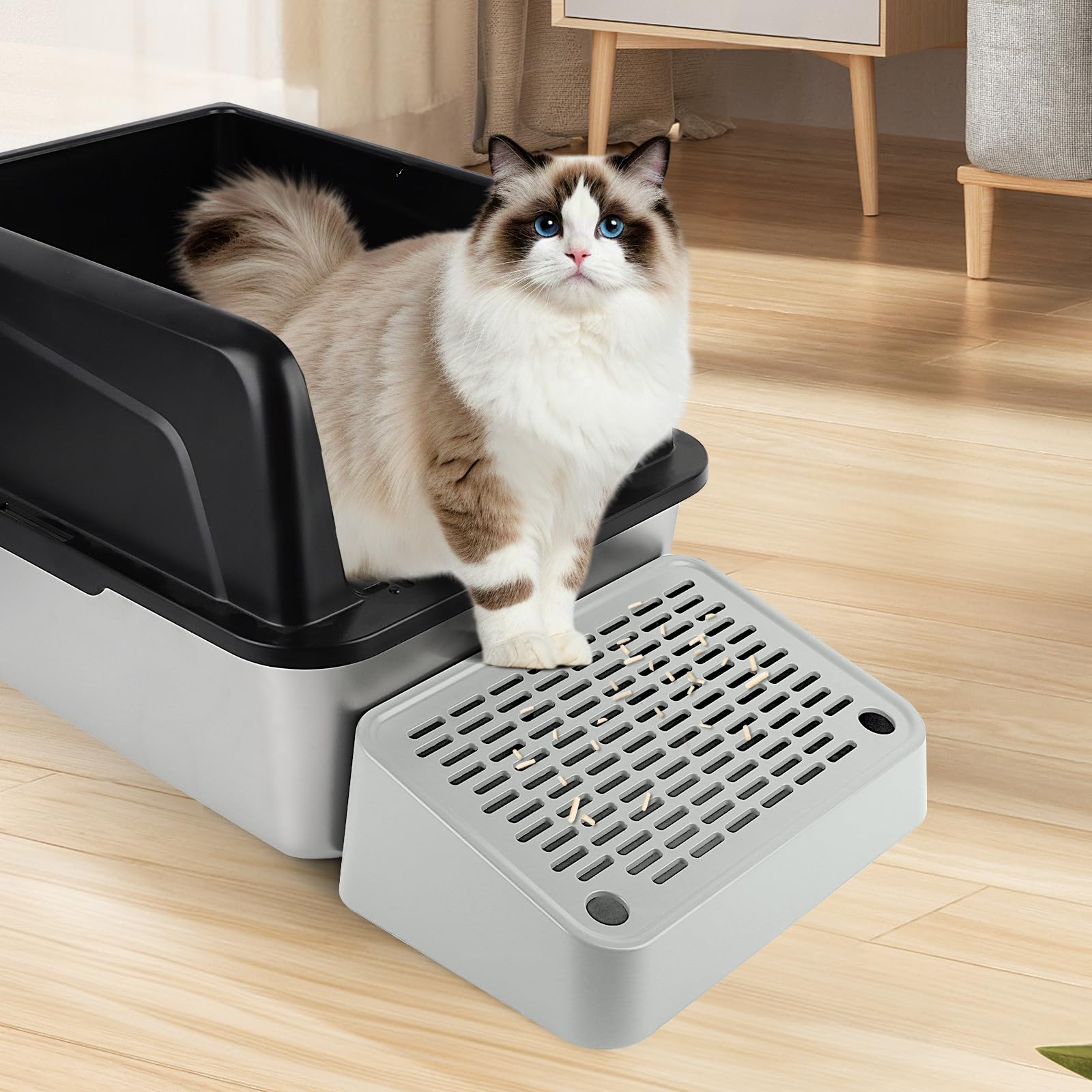 Bartuke cat litter ramp durable plastic construction for long-lasting use.