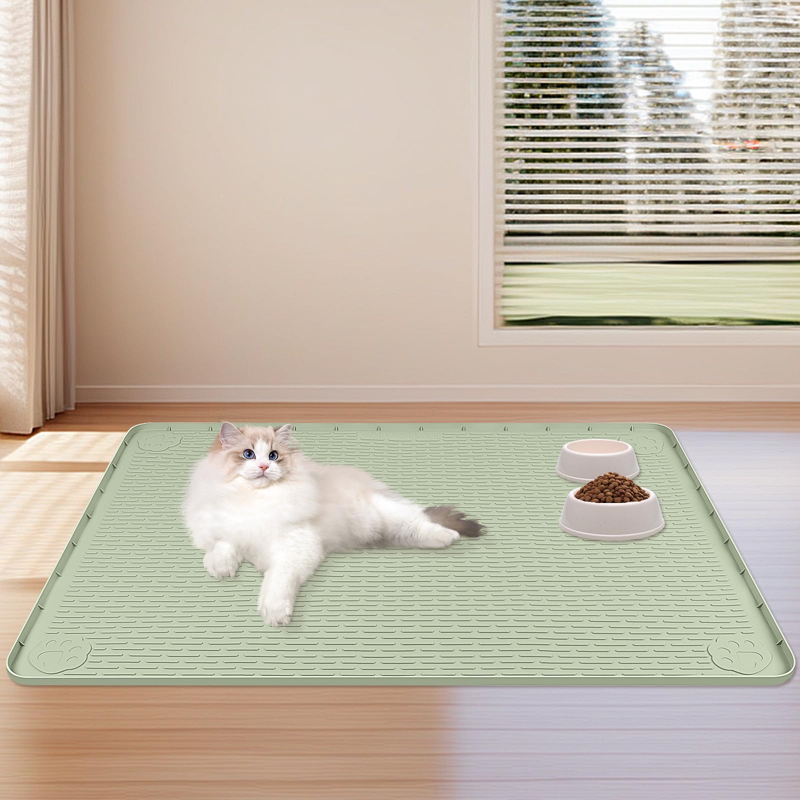 Bartuke dog food mat green rolled storage for compact portability