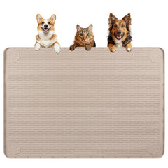 Bartuke dog food mat 40x28 khaki with non-slip surface for steady meals.