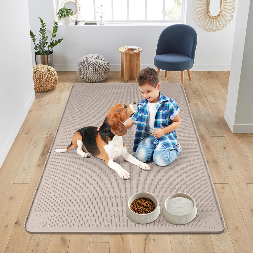 Bartuke dog food mat 50x35 wide-bowls ready area for bowls