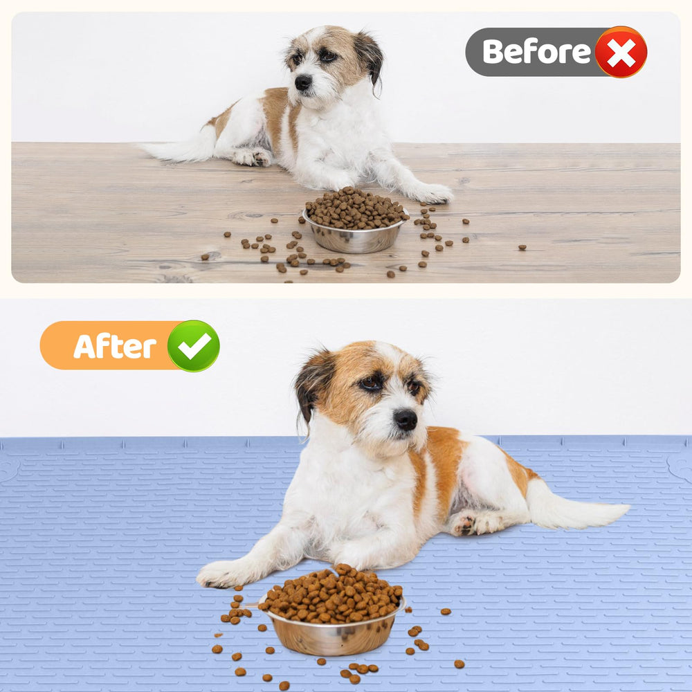 Bartuke dog food mat blue easy-clean surface rinses quickly after meals