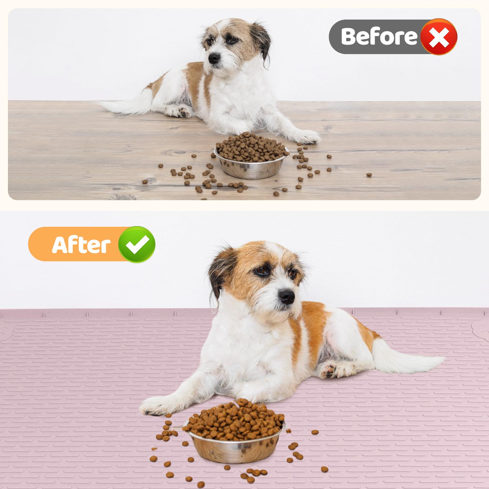 Bartuke dog food mat easy-clean foldable pink surface for quick storage.