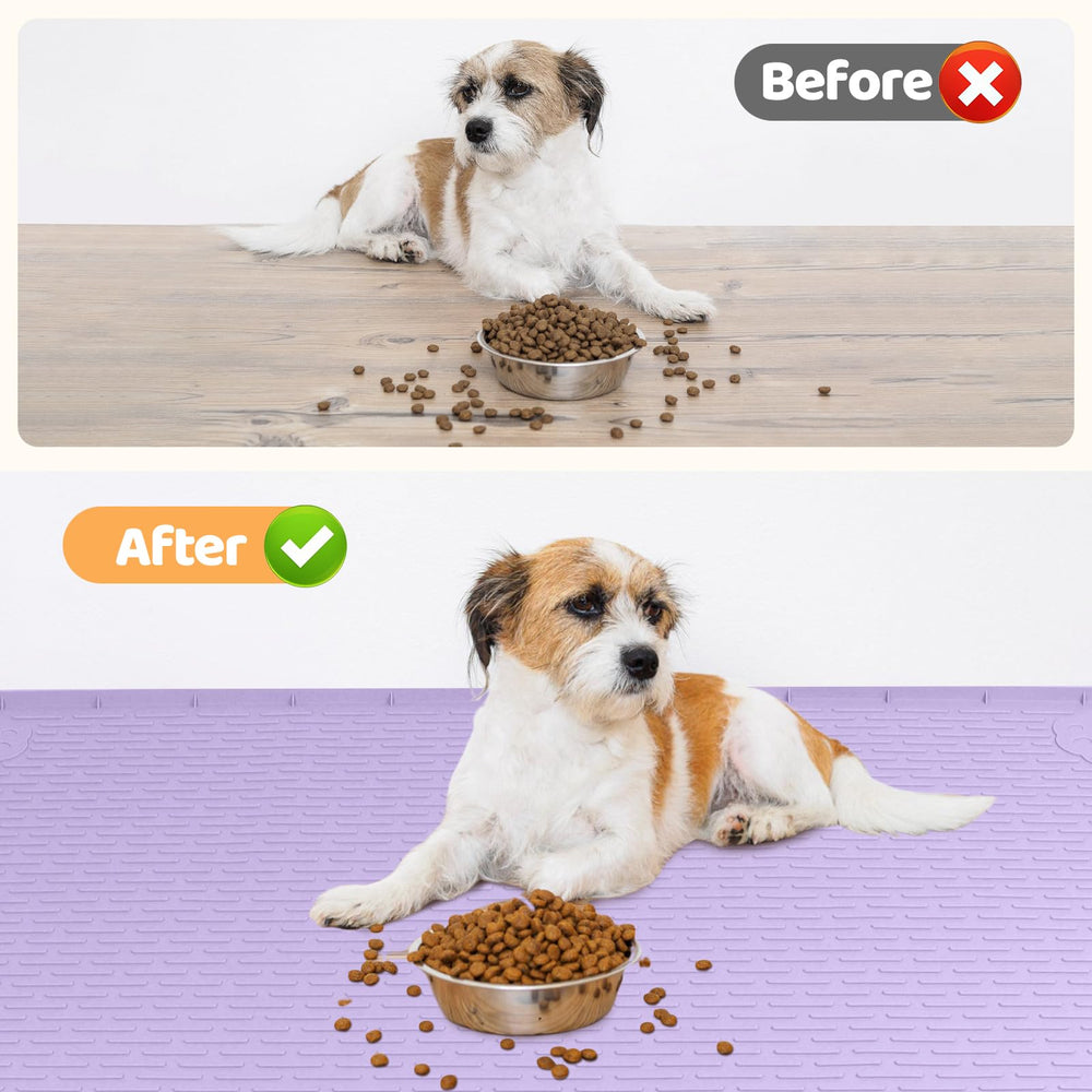 Bartuke dog food mat easy to clean and roll for storage.