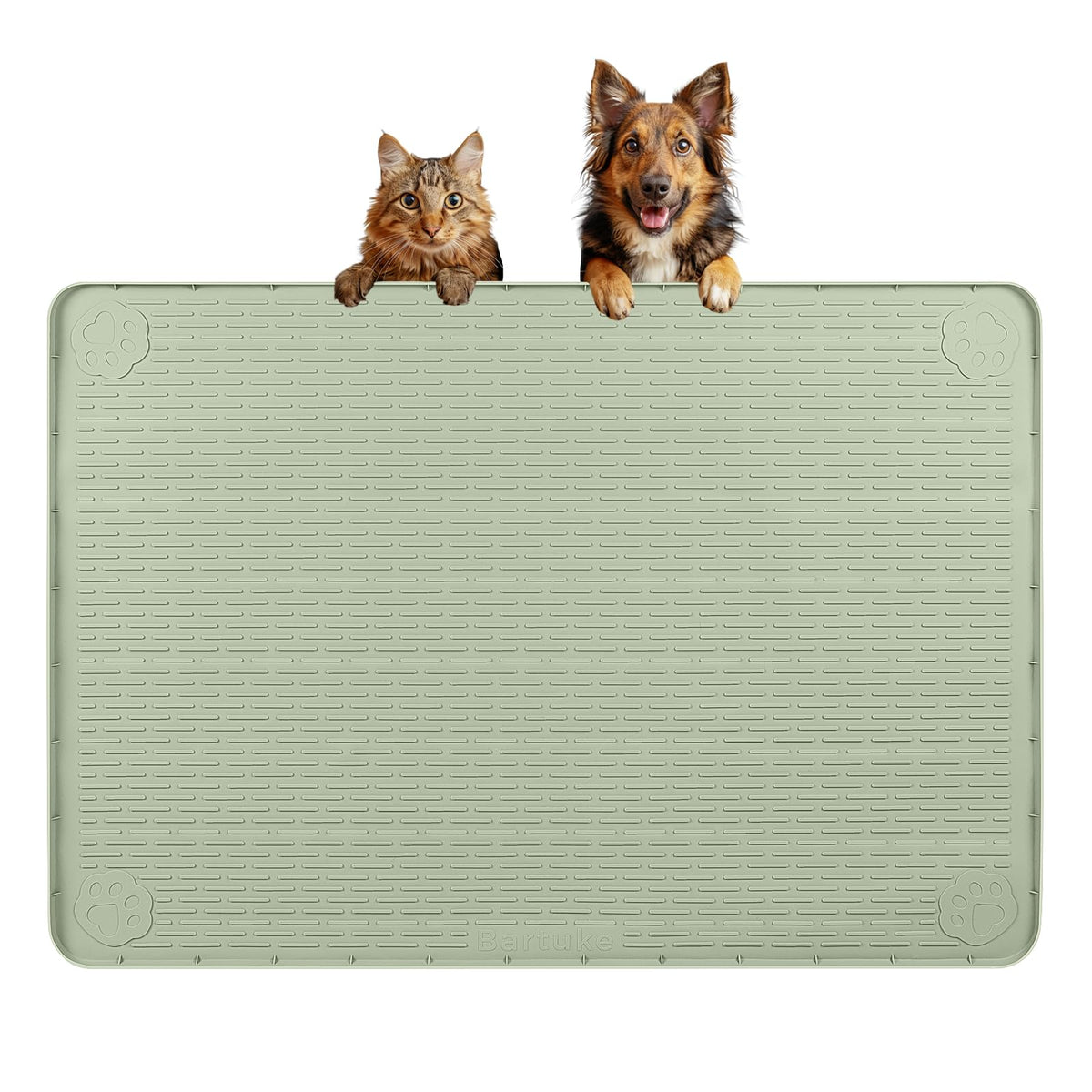 Bartuke dog food mat extralarge 34x22 green flat keeps floors clean during meals