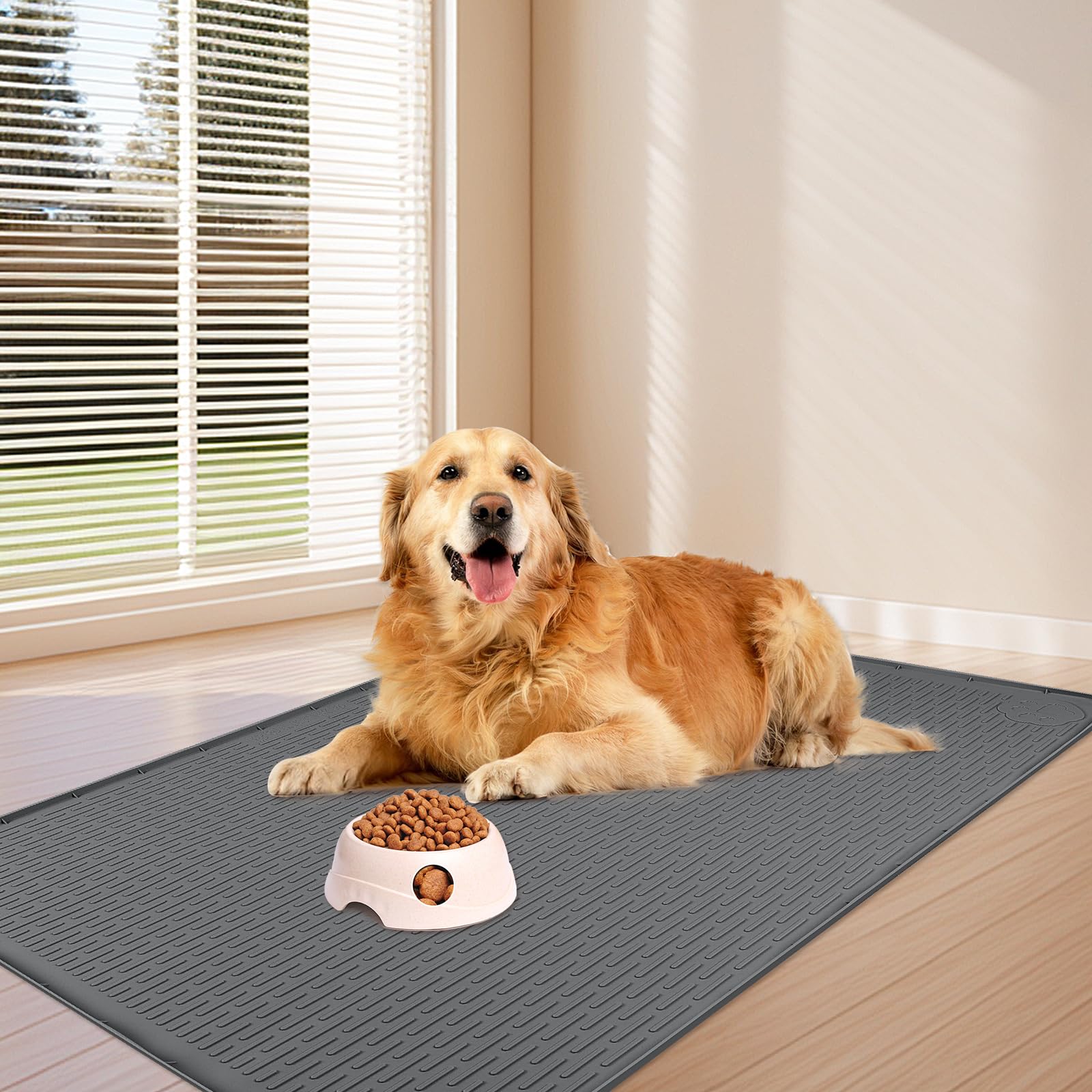 Bartuke dog food mat multi-use design suits bowls, fountains, and feeders.