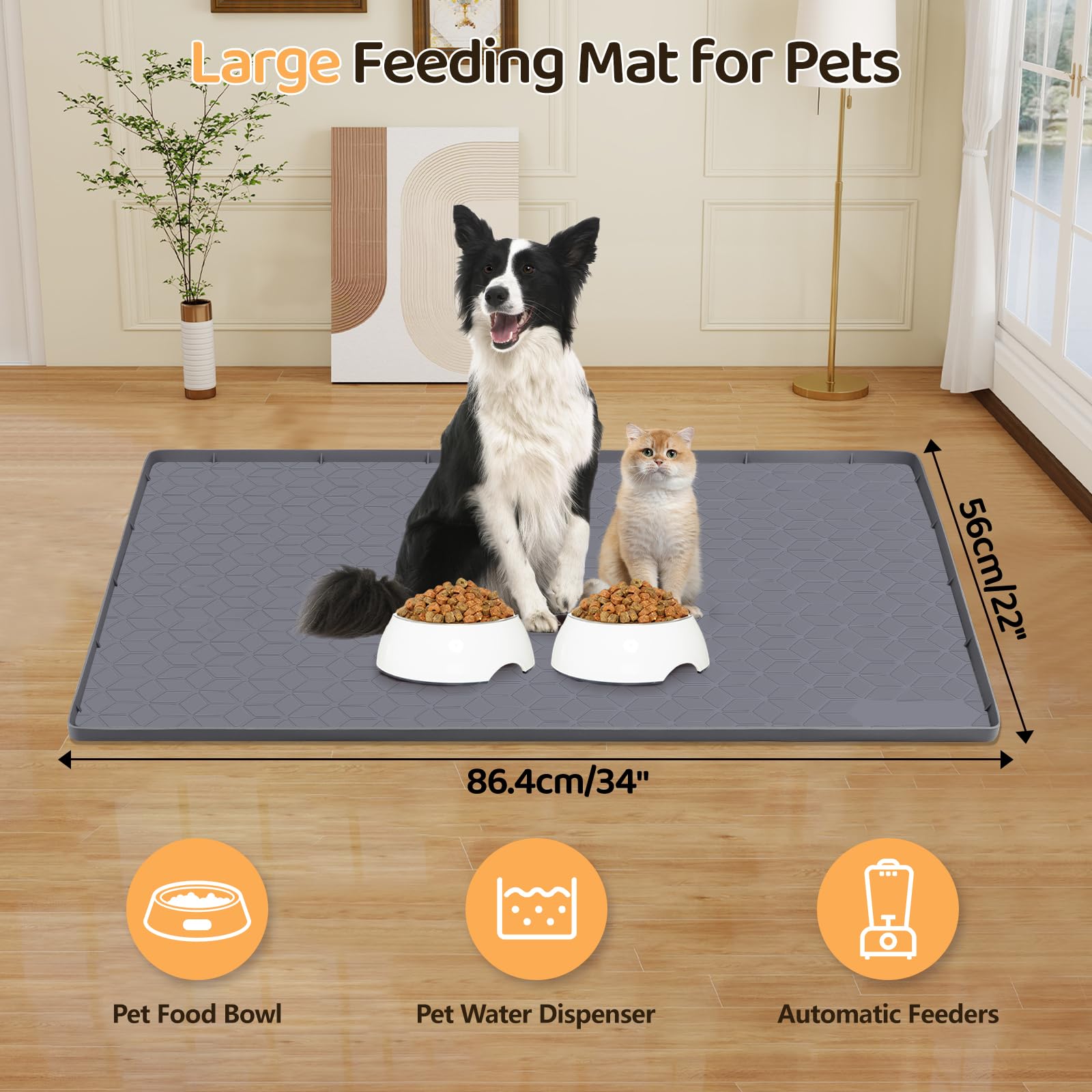 Bartuke non-slip silicone focus prevents mat movement during meals.