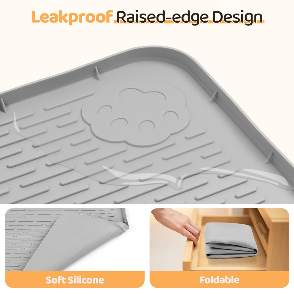 Bartuke dog food mat non-slip surface keeps bowls steady for focused eating