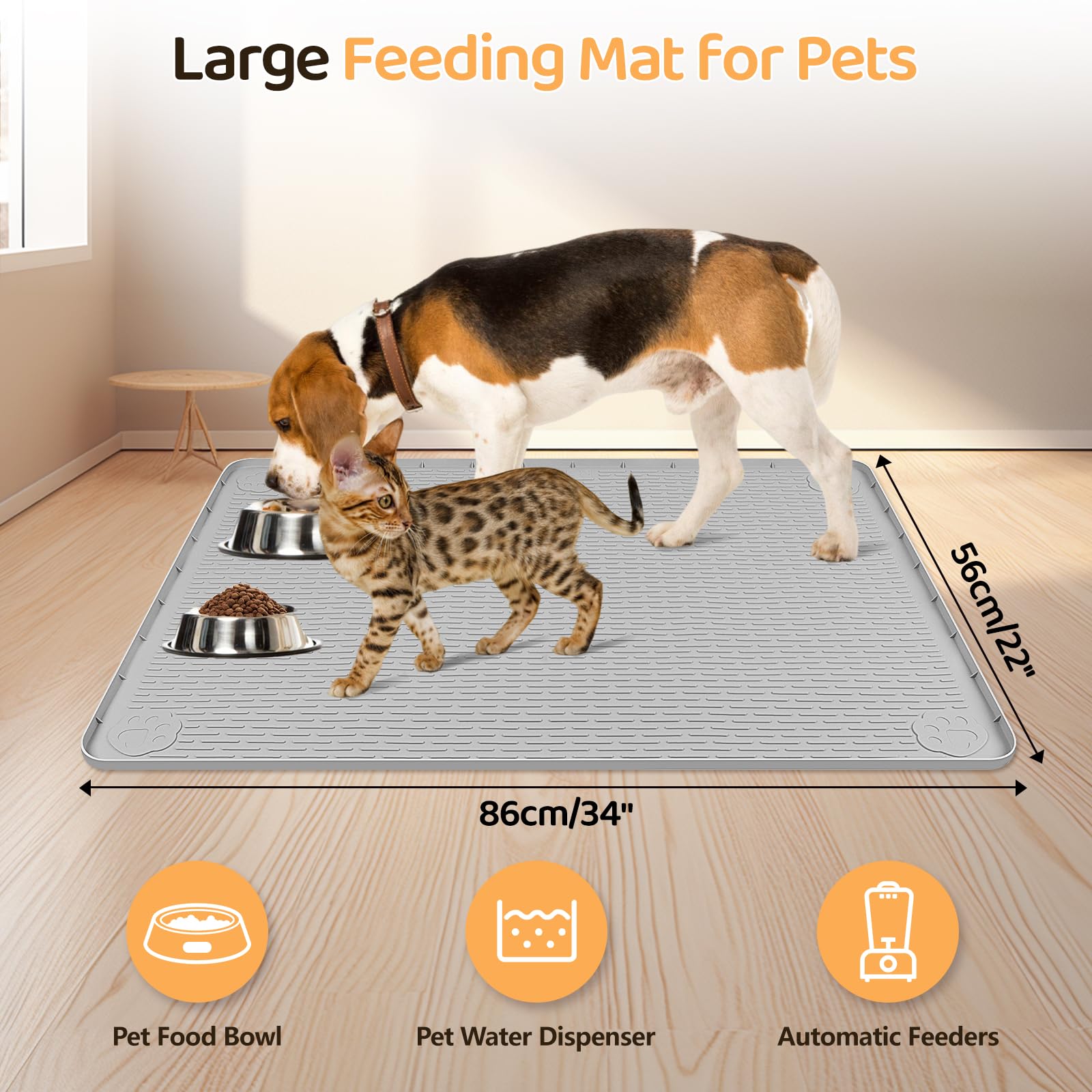 Bartuke dog food mat raised edge closeup illustrating spill protection during meals