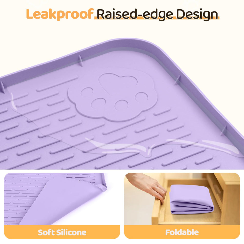 Bartuke dog food mat raised edge design contains mess and keeps liquid contained.