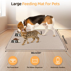 Bartuke Dog Food Mat raised edge helps keep spills contained