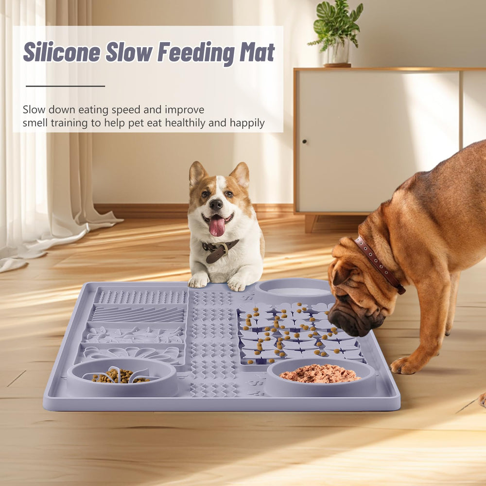 Bartuke easy-clean silicone dog feeder grey cleans quickly after meals.