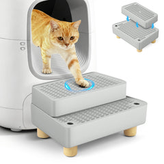 Bartuke extra large 2 step litter box ramp aids kittens and seniors.