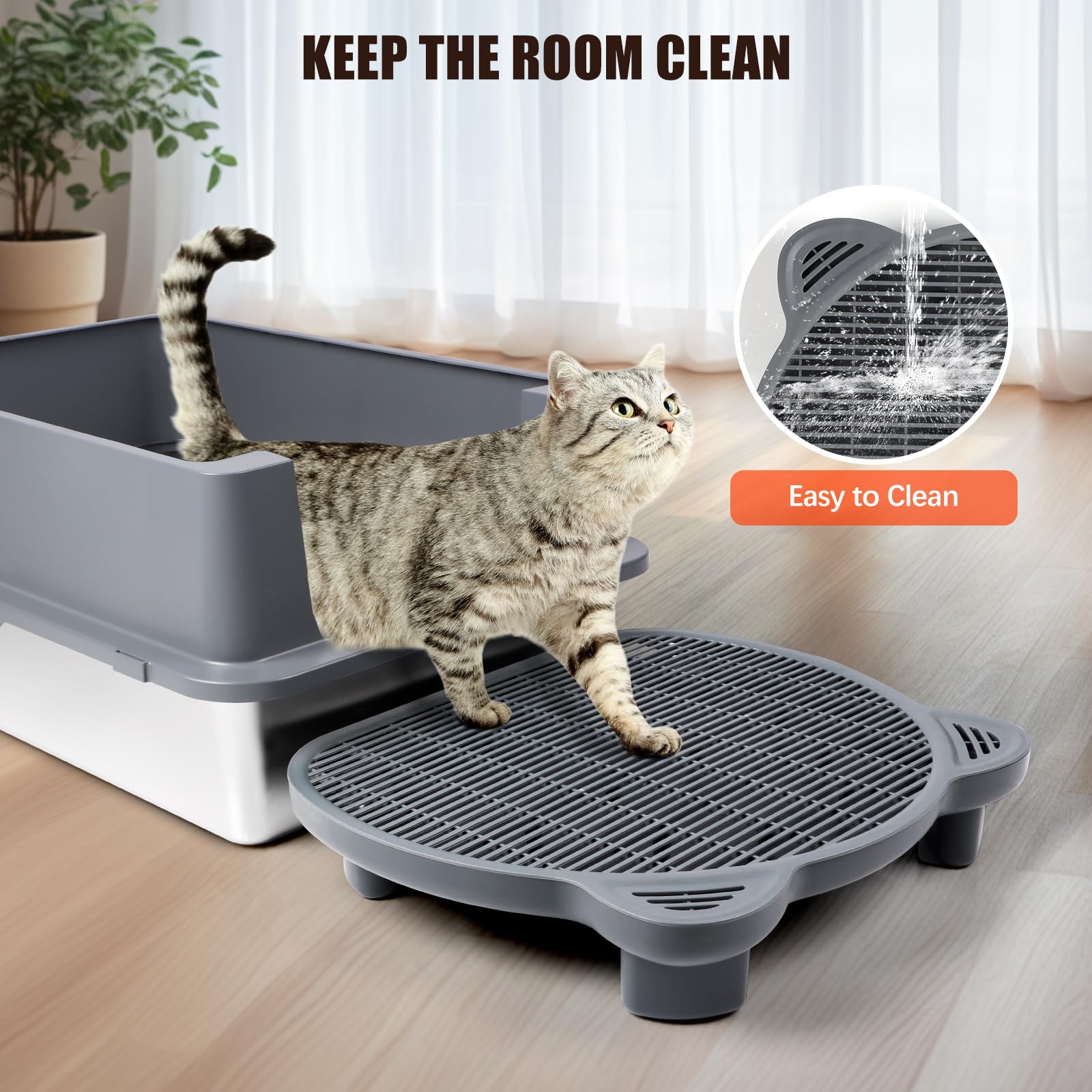 Bartuke height-adjustable feet (9 cm and 15 cm) fit most litter boxes.