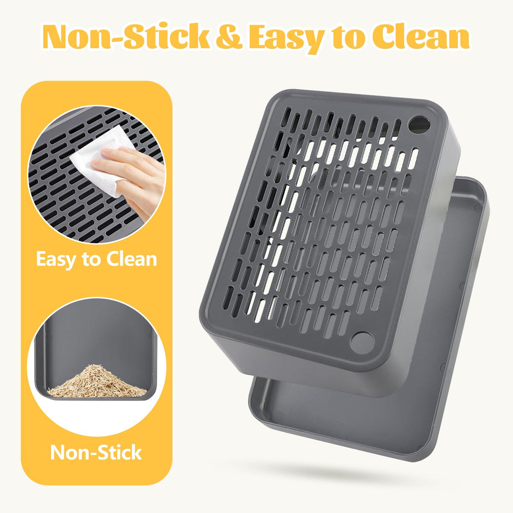 Bartuke Litter Box Step open mesh lid for easy litter return