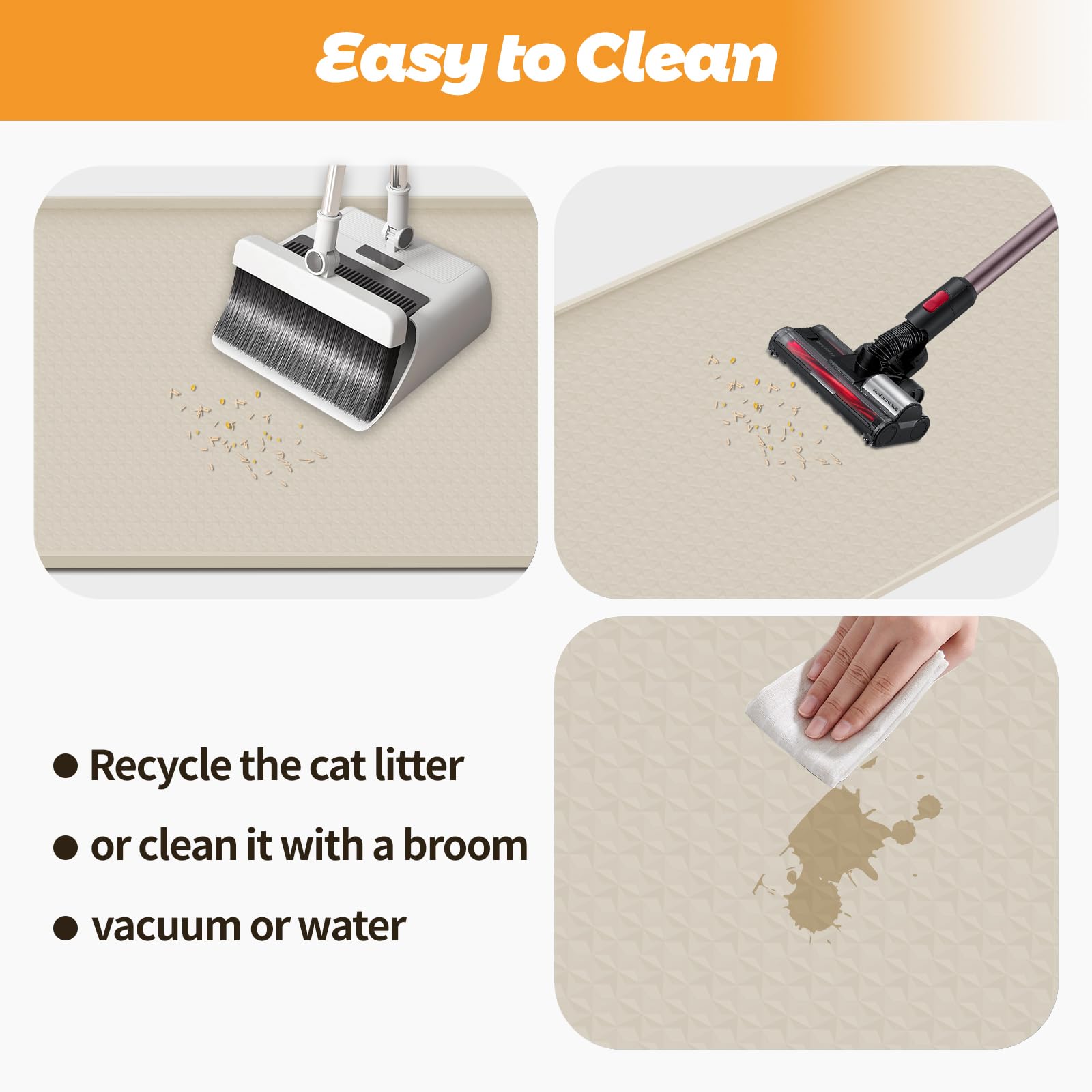 Bartuke multifunction mat under cat bowls catches spills and debris.