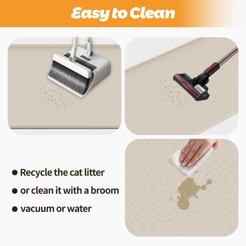 Bartuke multifunction mat under cat bowls catches spills and debris.