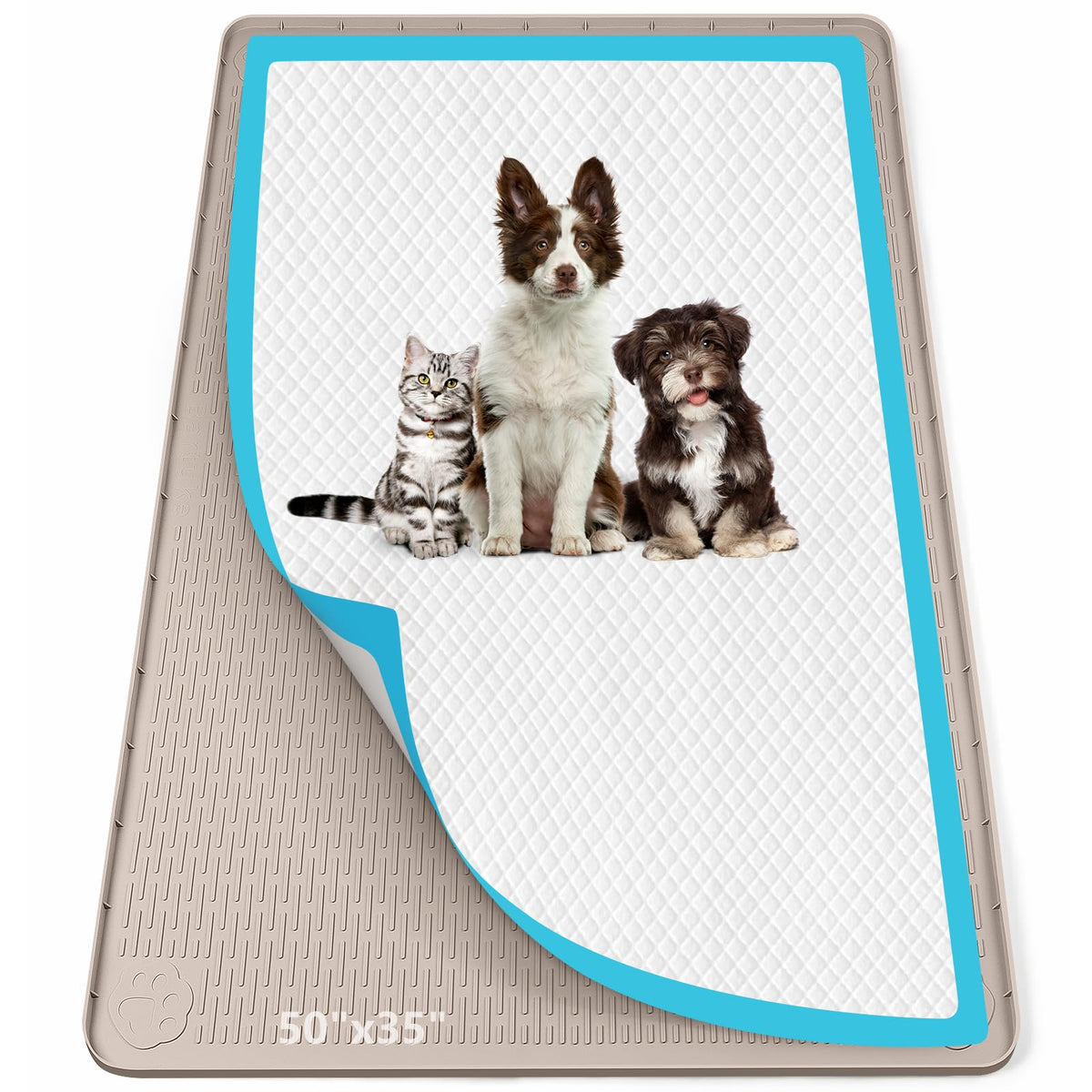 Bartuke pee pad holder silicone mat provides stable pad placement and floor protection.