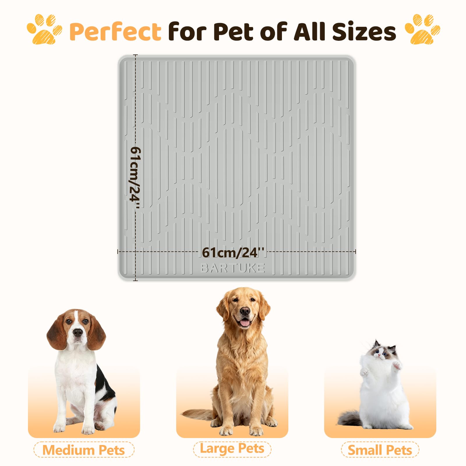 Bartuke silicone cat-dog food mat easy-clean design, wipe and rinse after meals