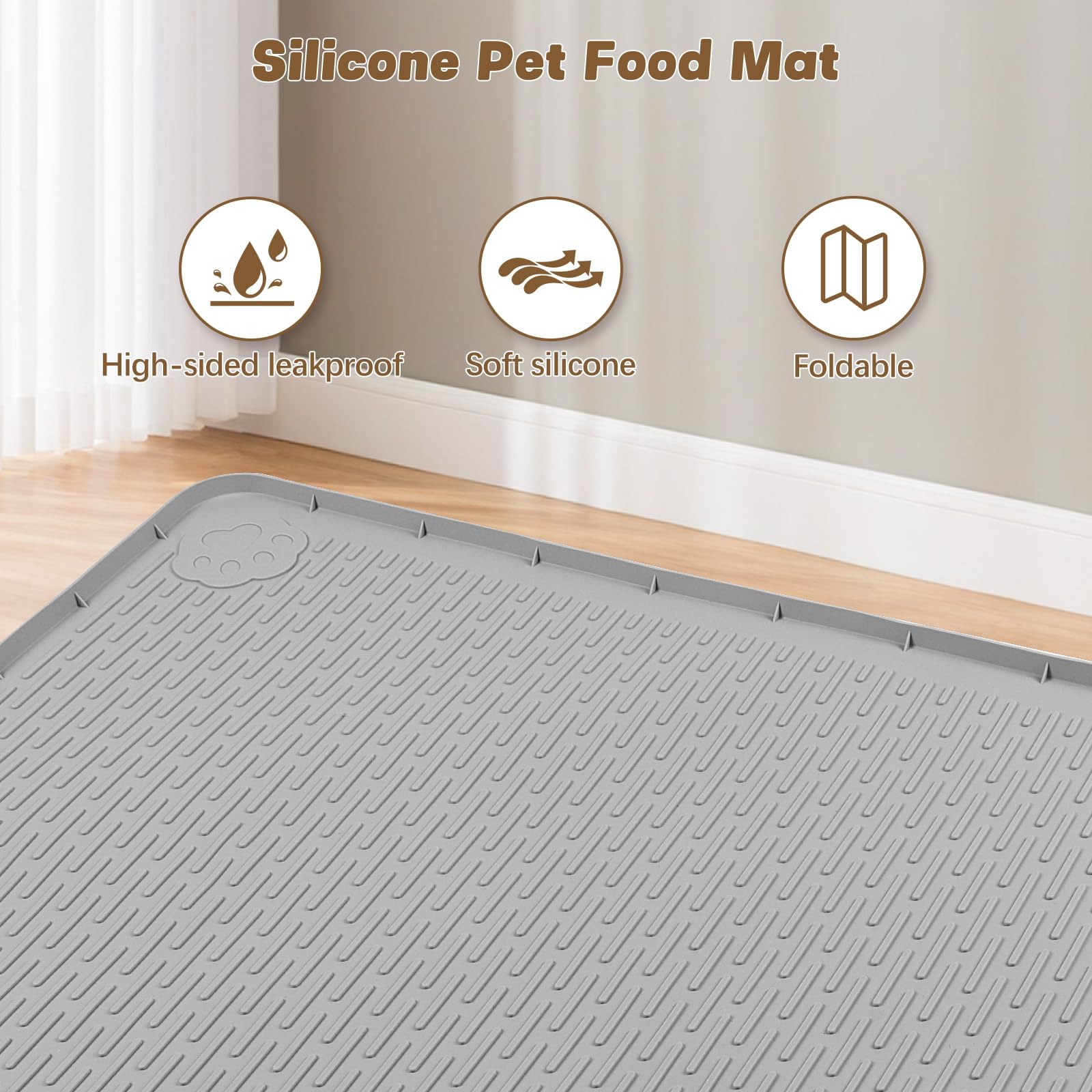 Bartuke foldable cat feeding mat ready to roll up for storage.