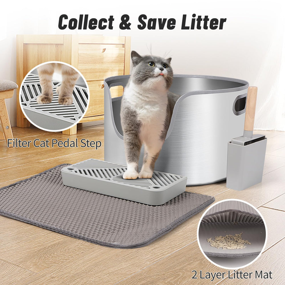 Bartuke safety-sealed edge on stainless litter box protects paws