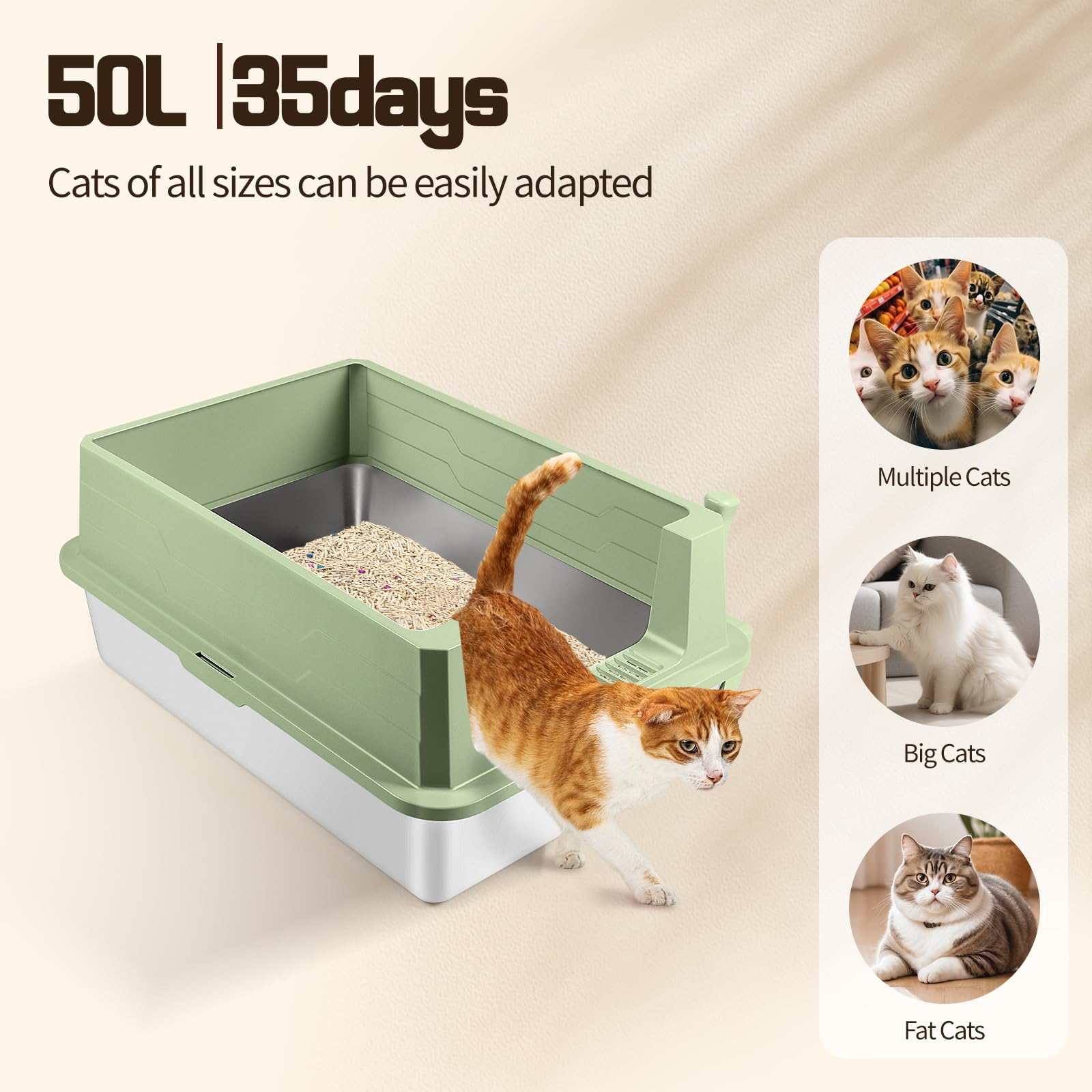Bartuke scoop holder included with stainless litter box.