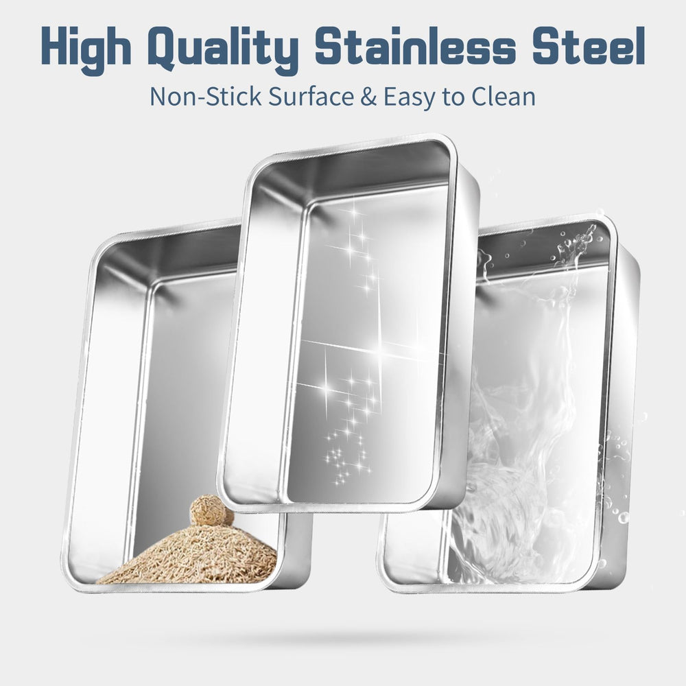 Bartuke high-sides stainless steel litter box for containment