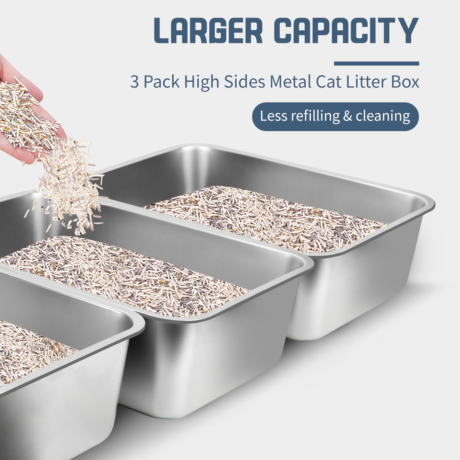 Bartuke non-stick stainless steel litter box surface for easy cleaning