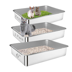 Bartuke stainless steel litter box side view for XXL size cats