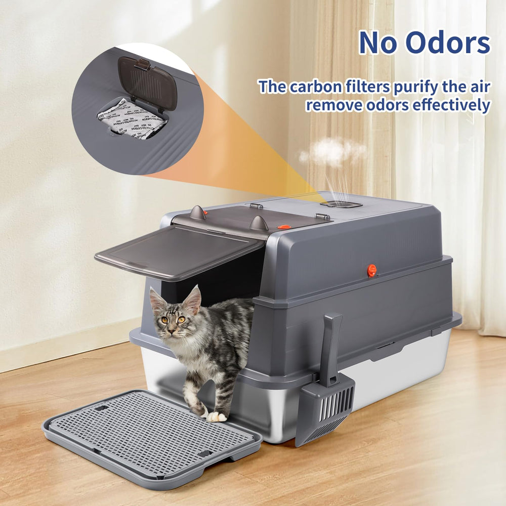 Bartuke XXXL dark grey unit illustrates 50L capacity for multi-cat use.