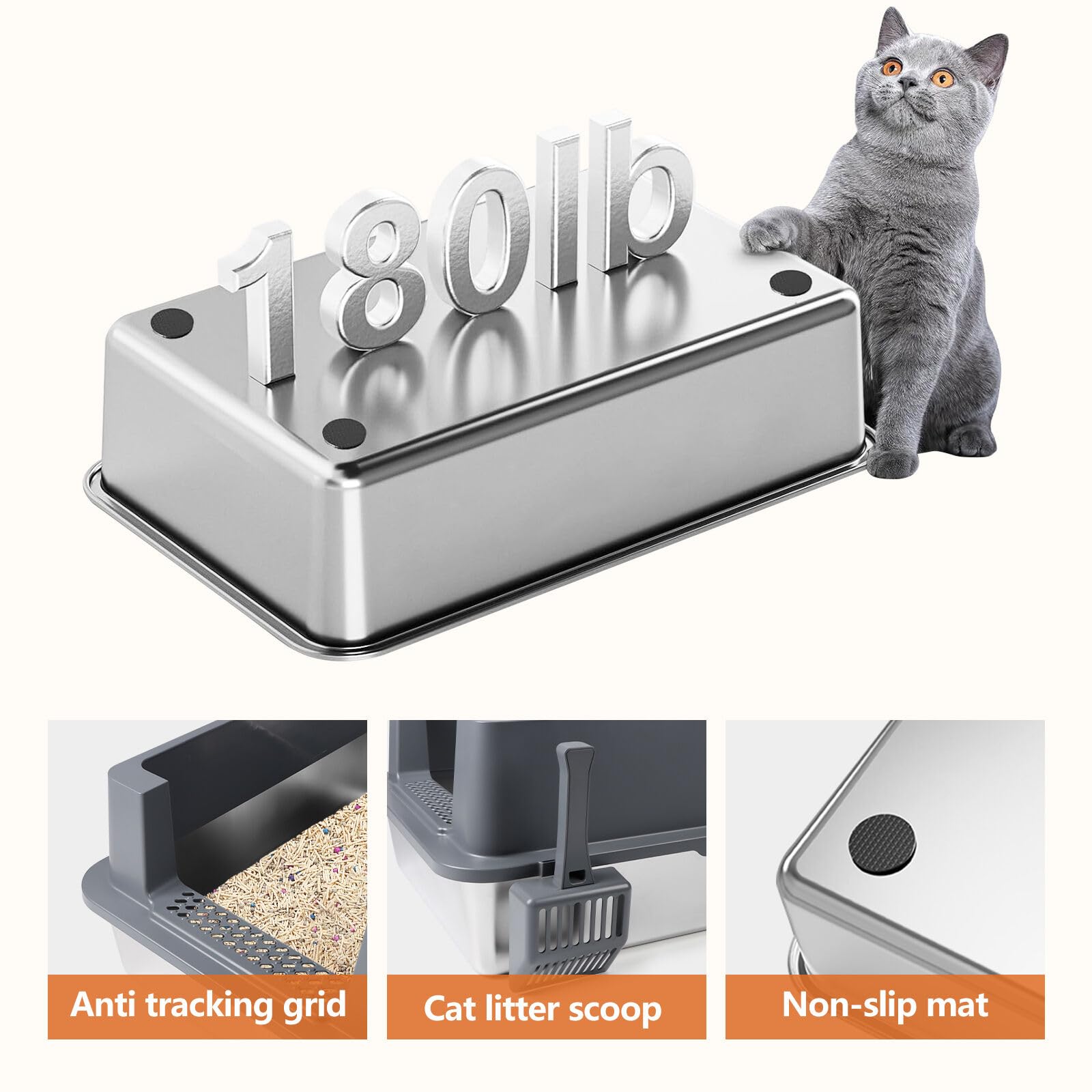 Bartuke XXXL litter box with scoop included for quick cleanup