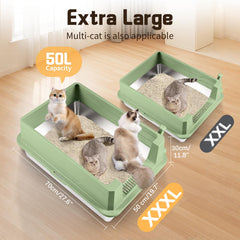 Bartuke XXXL stainless steel litter box top view highlighting interior space.