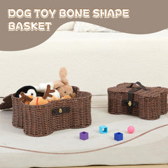 Barydat brown handwoven pet storage box adds warmth and stores blankets, treats, and toys.