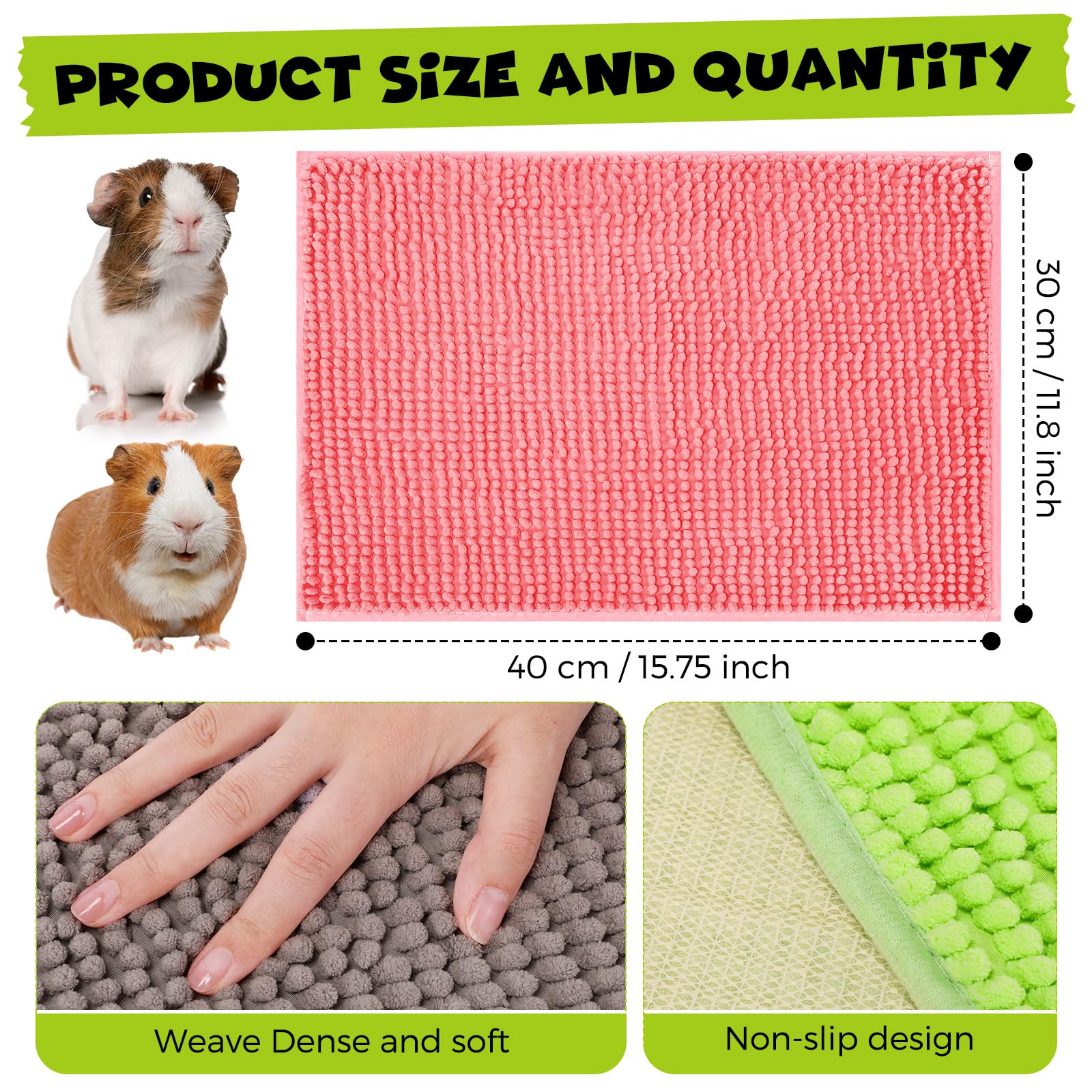 Barydat guinea pig cage liner 16x12-inch front view demonstrates size fit for small pets.