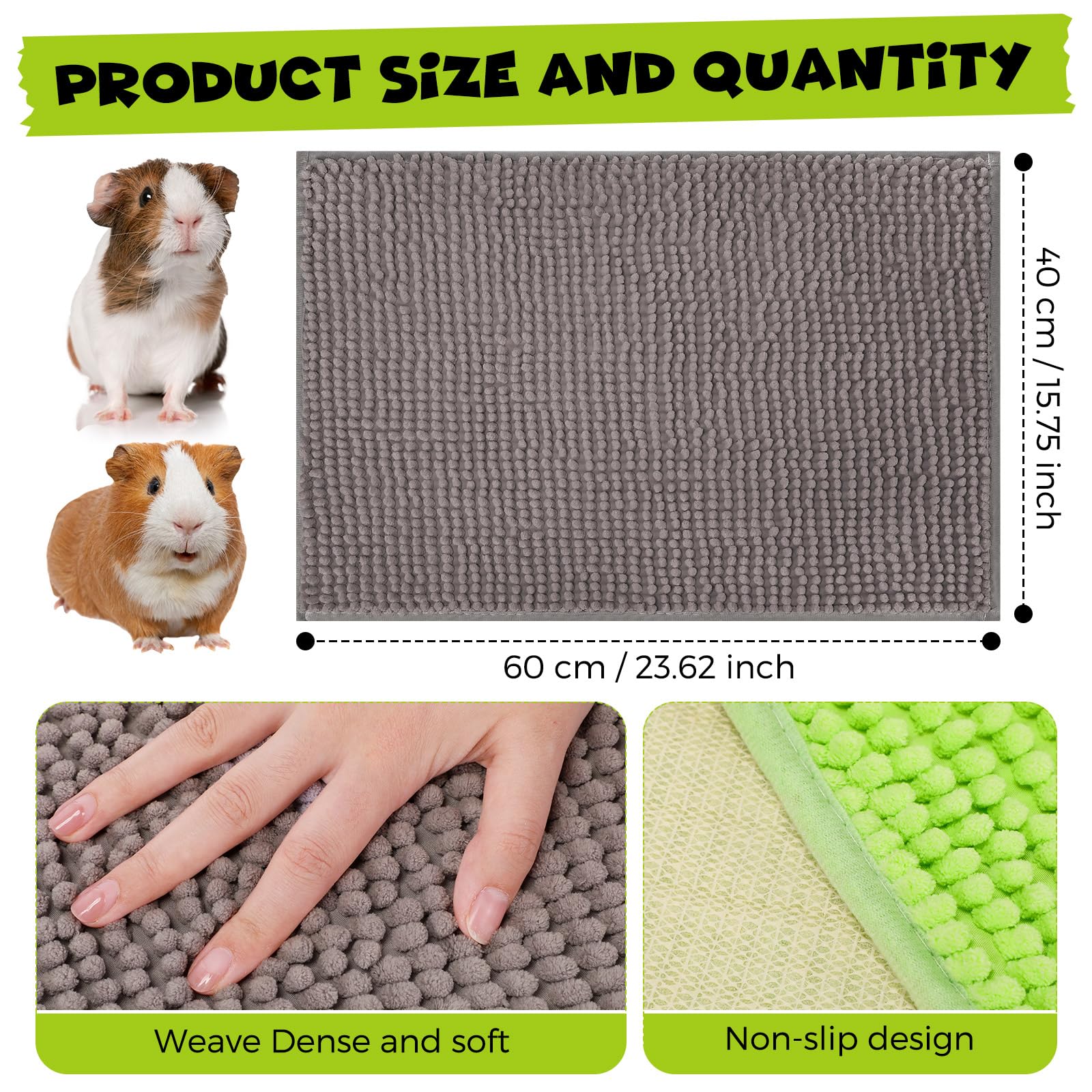 Barydat guinea pig cage liner color varieties highlights colorful, washable mats that fit small pets.