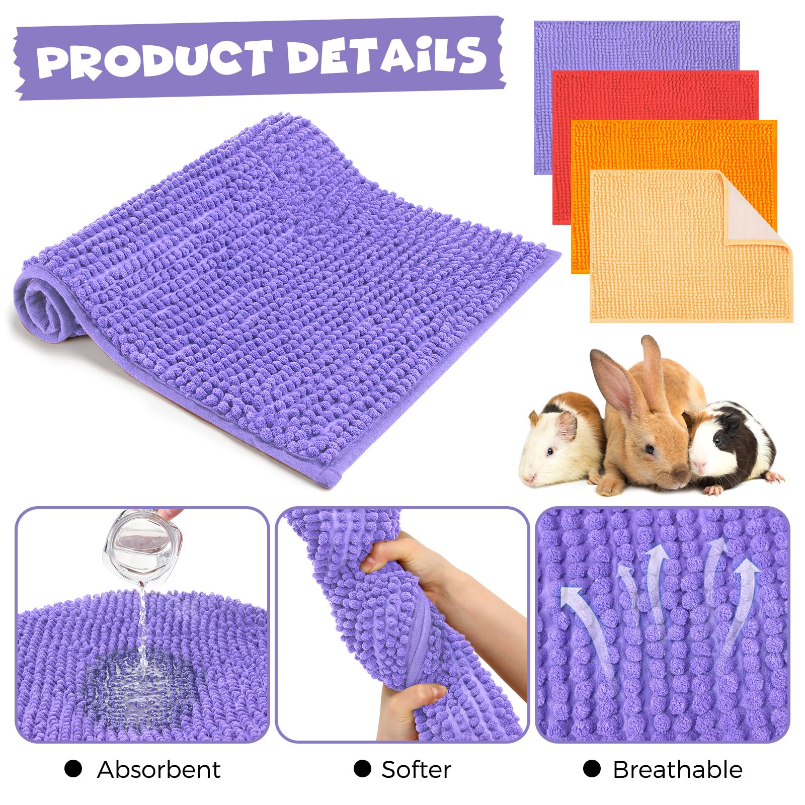 Barydat guinea pig liner with non-slip back prevents shifting during use