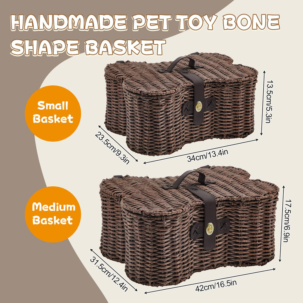 Barydat natural wicker dog toy bin small blends with decor while tidying toys and leashes.